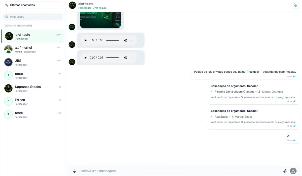 Chat integrado PriceFood